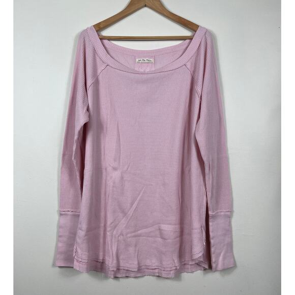 Free People Snowy Thermal Oversized Shirt in Pink Women's Size M - Picture 2 of 9
